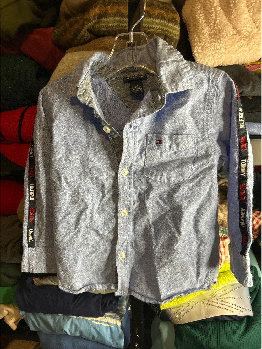 Tommy Hilfiger Boys 3T Blue Long Sleeve Button-Up Shirt